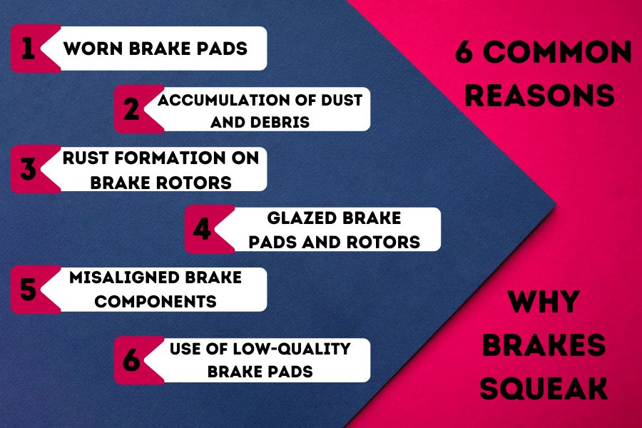 a infographic for 6 Common Reasons Why Brakes Squeak