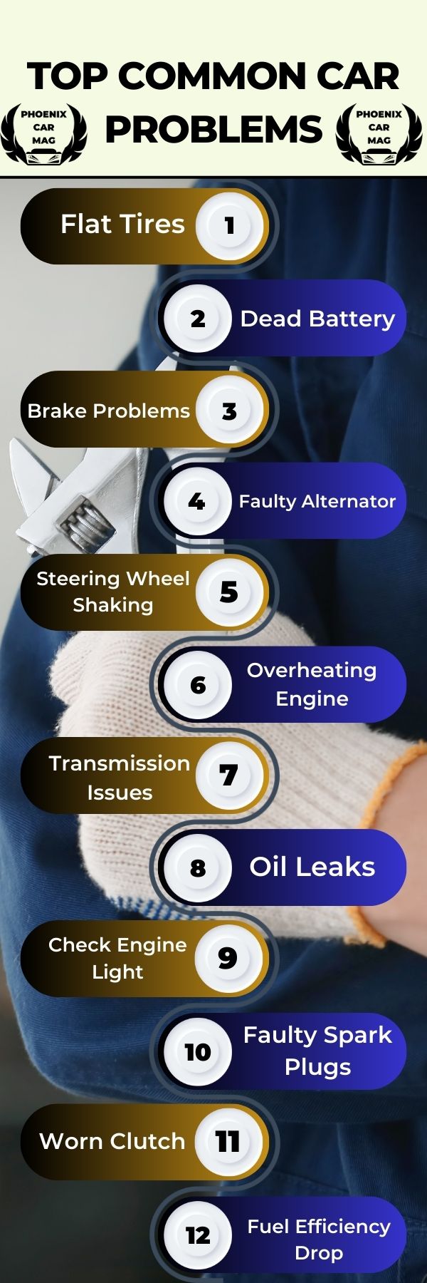 a infographic about Top 30 Common Car Problems + My 2024 Solutions