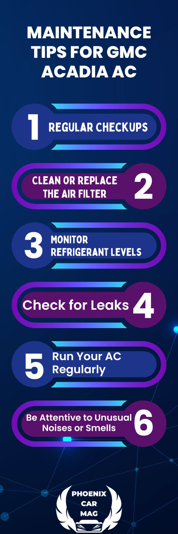 an infographic for Maintenance Tips for GMC Acadia AC
